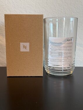 NIB Nespresso Large Clear Barista Recipe Glass with Brown Box